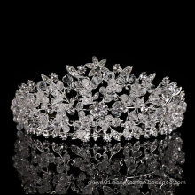 Wholesale princess gorgeous Hot Sale Silver Handmade Tiara Wedding Dress Luxury silver Bridal rhinestone Crystal beads crown